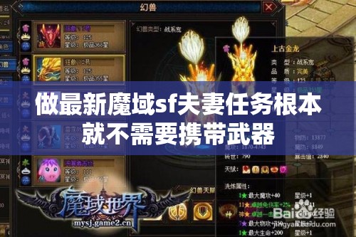 做最新魔域sf夫妻任务根本就不需要携带武器