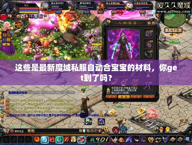 这些是最新魔域私服自动合宝宝的材料，你get到了吗？