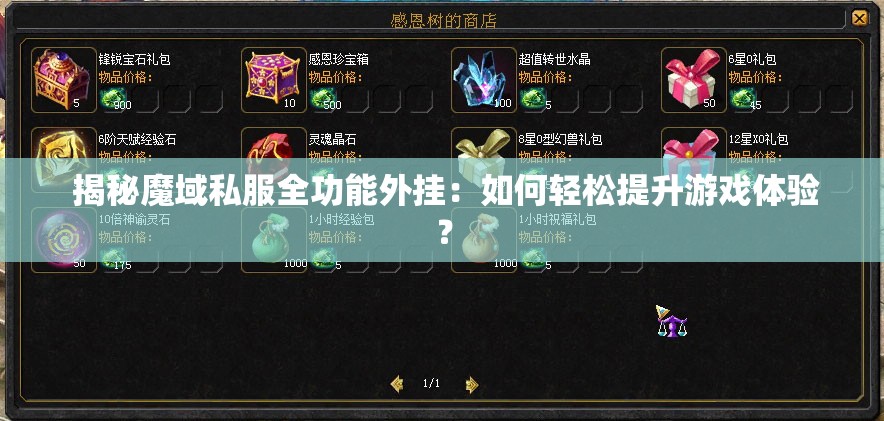  揭秘魔域私服全功能外挂：如何轻松提升游戏体验？